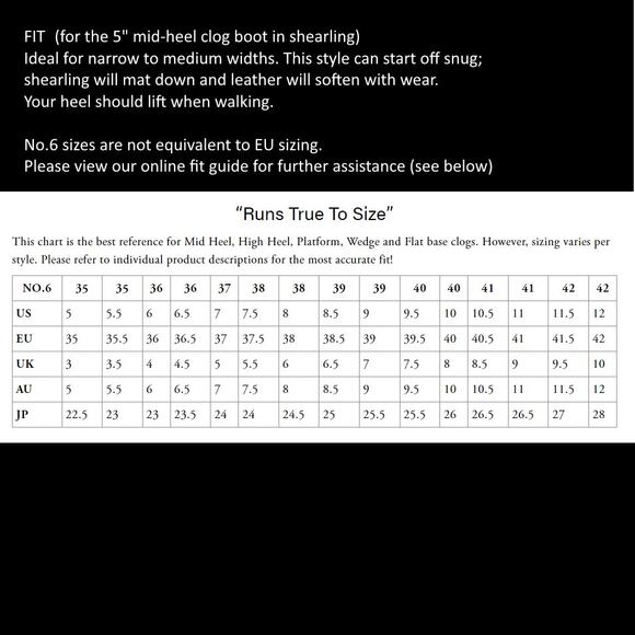 No. 6 Store 5" Pull On Shearling Clog Boot on Mid Heel Brown Aviator Size 38 NIB - Picture 16 of 16